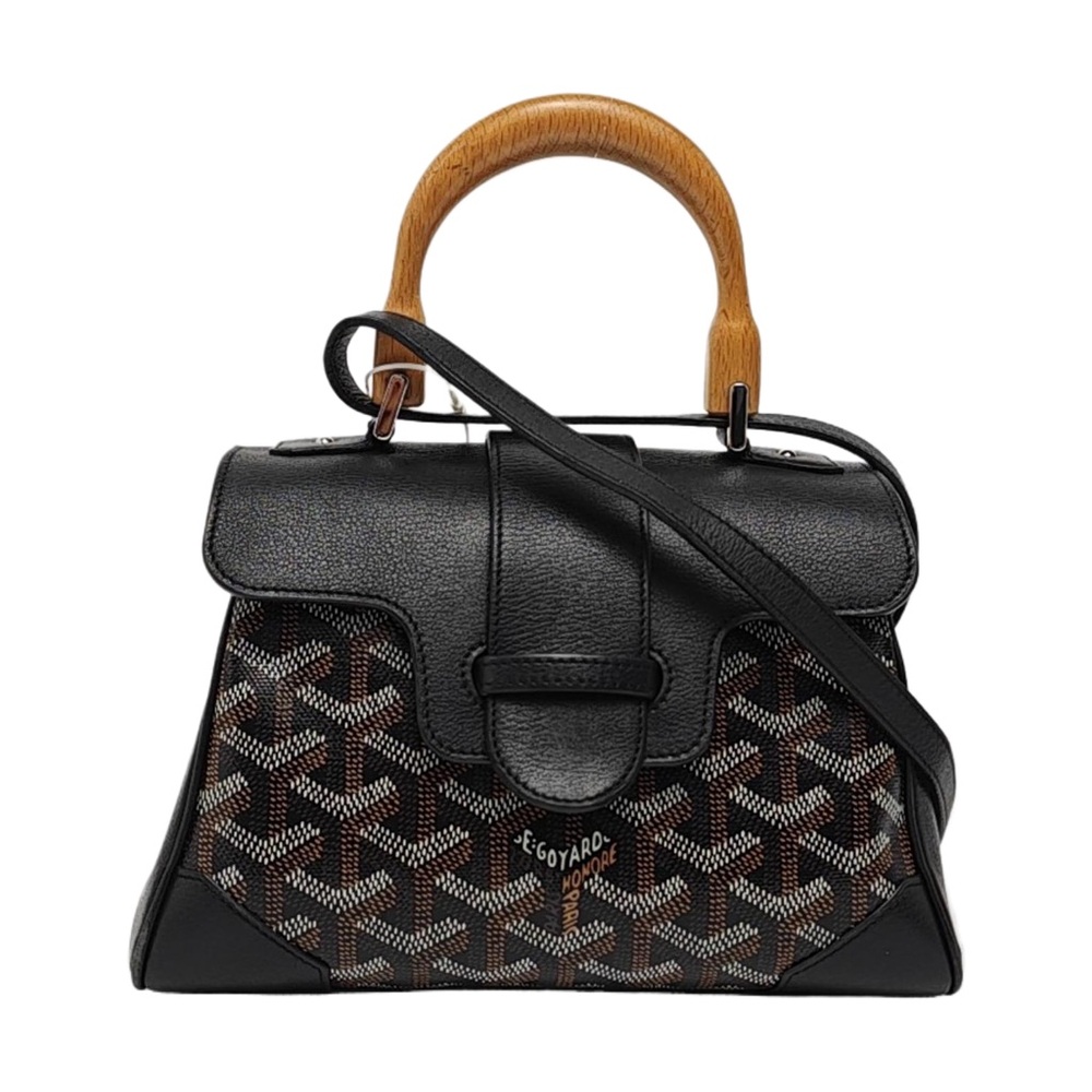 Goyard Black Goyardine Canvas and Leather Saigon Mini Top - Handle Bag